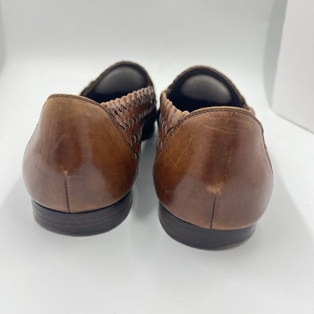VTG Shoes Cole Haan Bragano Italy Brown Woven Leather Loafers Slip-On Men's 11 - Picture 9 of 11